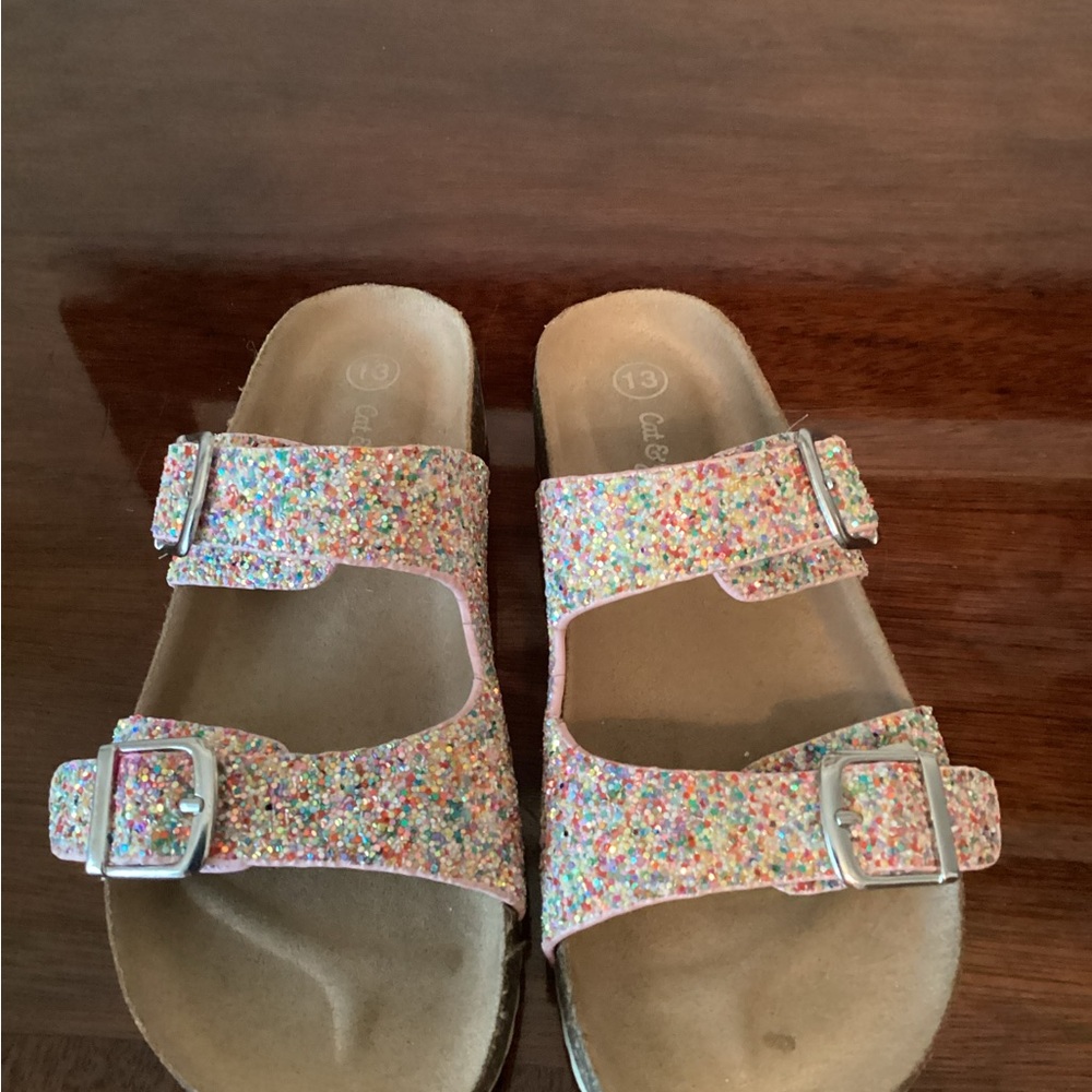 Colorful Glitter Kids Sandals Cat & Jack Size 13